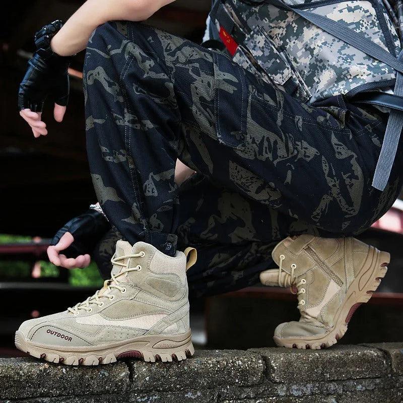 Men’s Lace-Up Tactical Boots – Black, Beige & Army Green, Sizes 39–47