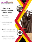 Tahitian Extract Vanilla Beans Grade-B <br>For Extract Making<BR>By Ounce