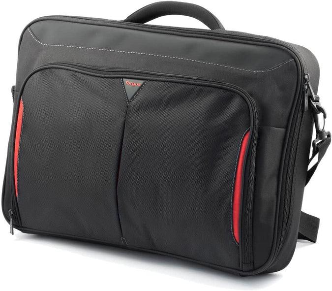 Targus - Laptop Bag 17 - 18in Clamshell Case with Shoulder Strap - Black with Red Trim (CN418GL)