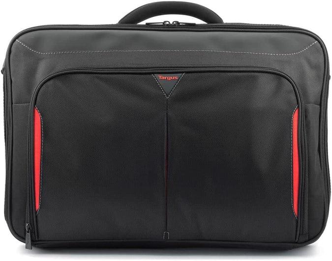 Targus - Laptop Bag 17 - 18in Clamshell Case with Shoulder Strap - Black with Red Trim (CN418GL)