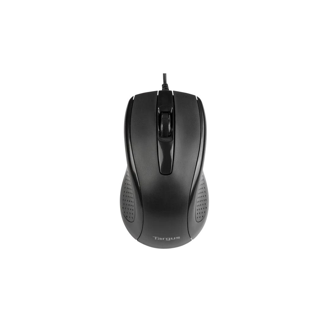 Targus - Mouse Wired 3 Button Full Size Optical Ergonomic Ambidextrous 1000dpi PC/Mac - Black (AMU81USZ)