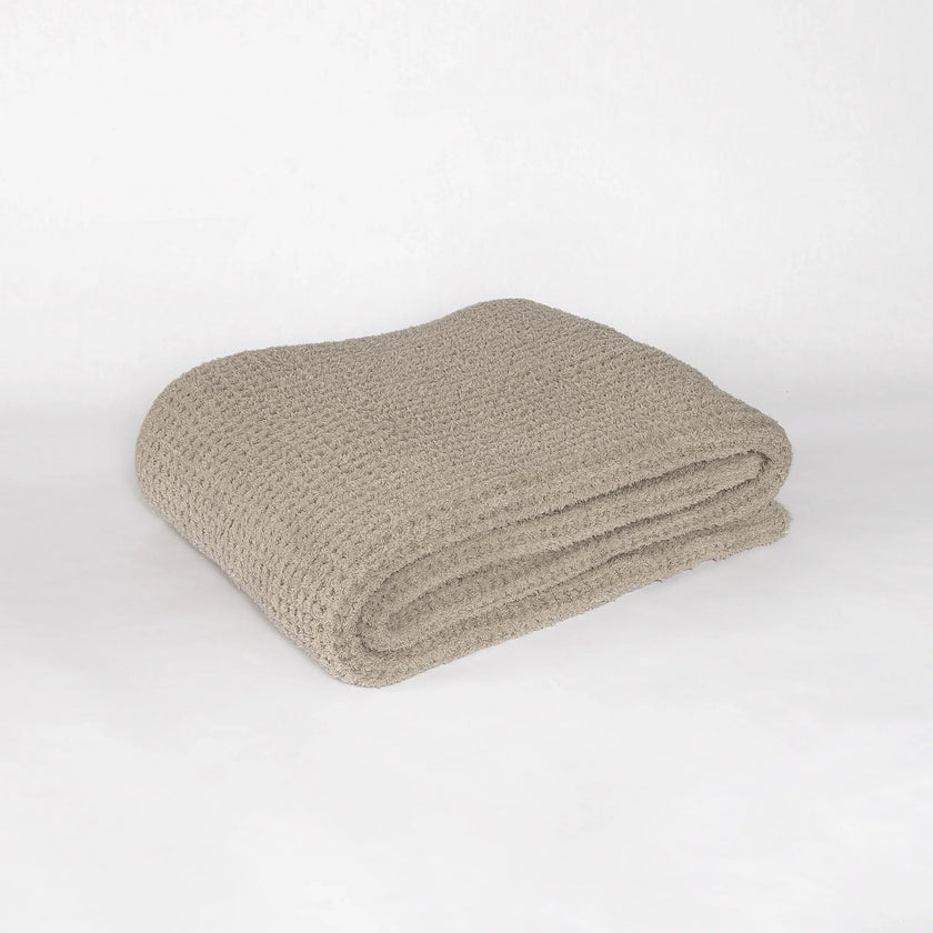 Greige Waffle Extended Throw