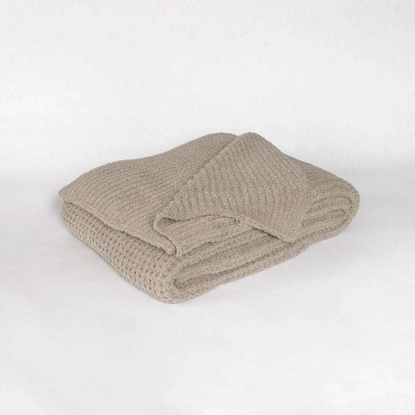 Greige Waffle Extended Throw