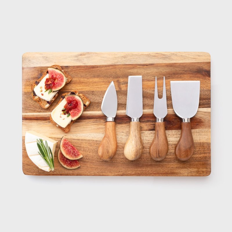 Taylor's Eye Witness - Ensemble de 4 couteaux à fromage avec planche en acacia
