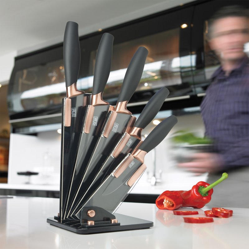 Taylor's Eye Witness - 5Pc Brooklyn Copper Fan Shaped Knife Block Set