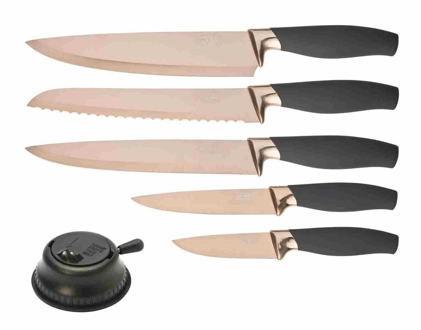 Taylor's Eye Witness - 5Pc Brooklyn Rose Gold Titanium Presentation Box Set - With Bonus Knife Sharpener