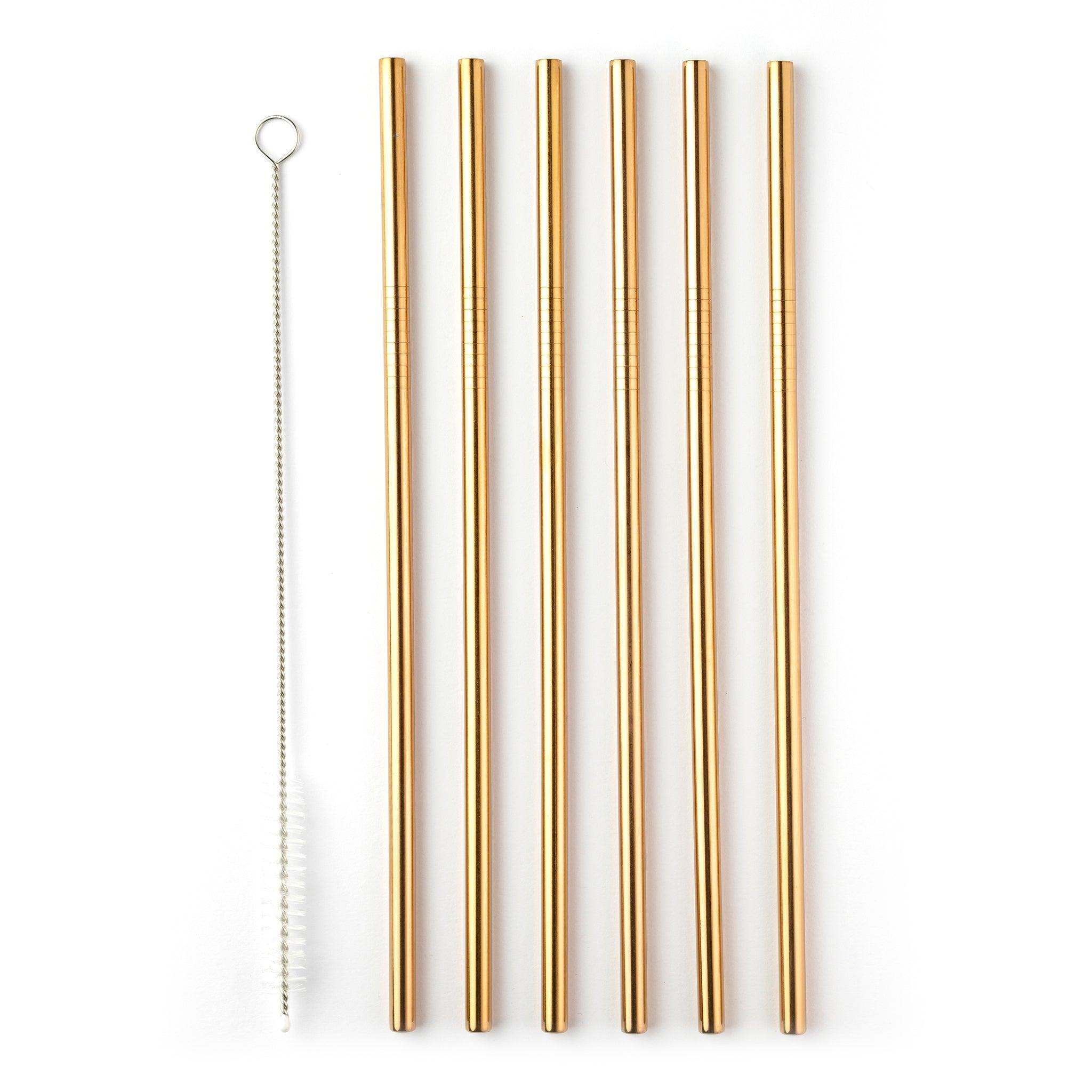 Taylor's Eye Witness - 6Pcs Stainless Steelstraws With Cleaner - 6Xstraight 21.5Cm Rose Gold