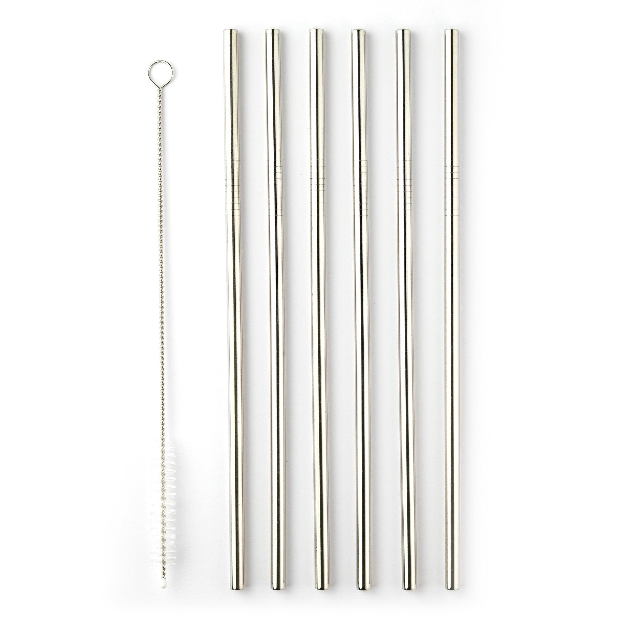 Taylor's Eye Witness - 6Pcs Stainless Steelstraws With Cleaner - 6Xstraight 21.5Cm Stainless Steel