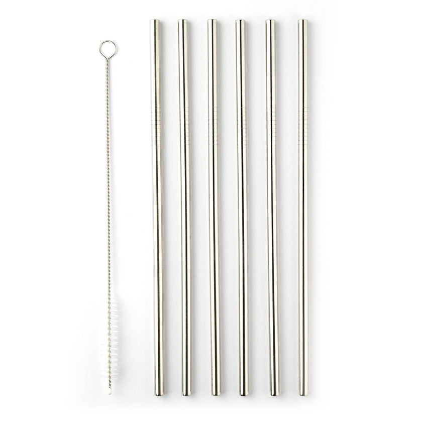 Taylor's Eye Witness - 6Pcs Stainless Steelstraws With Cleaner - 6Xstraight 21.5Cm Stainless Steel