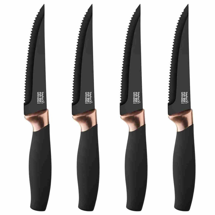 Taylor's Eye Witness - Brooklyn 4Pc Steak Knife Set - Copper Bolster