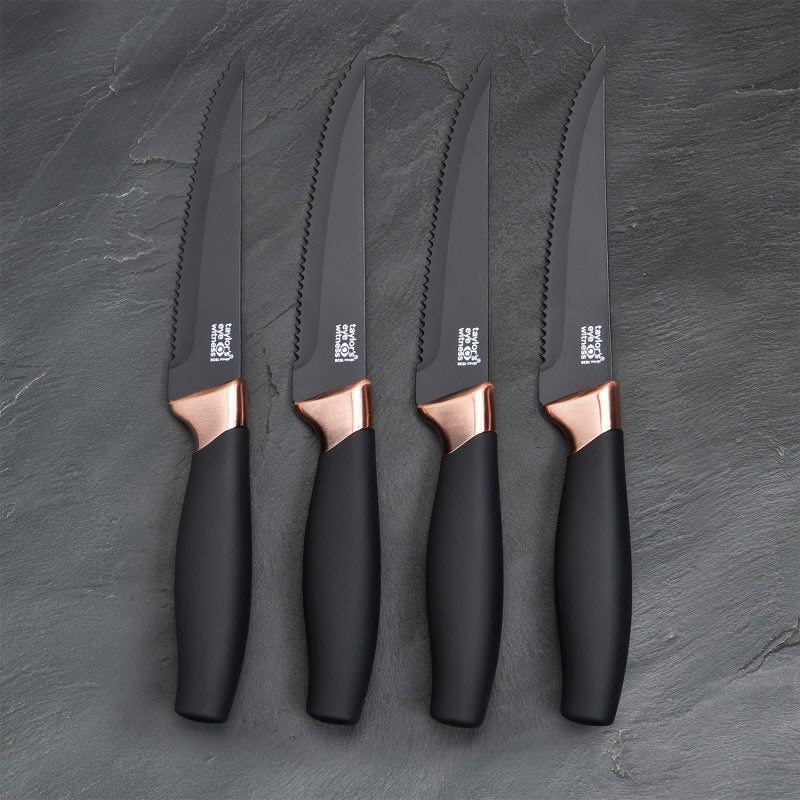 Taylor's Eye Witness - Brooklyn 4Pc Steak Knife Set - Copper Bolster