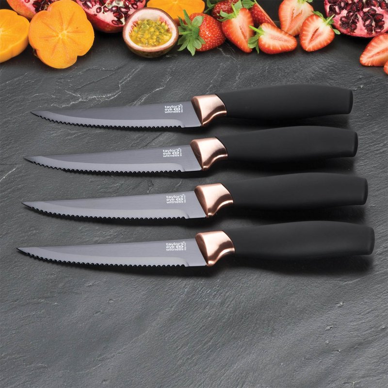 Taylor's Eye Witness - Brooklyn 4Pc Steak Knife Set - Copper Bolster