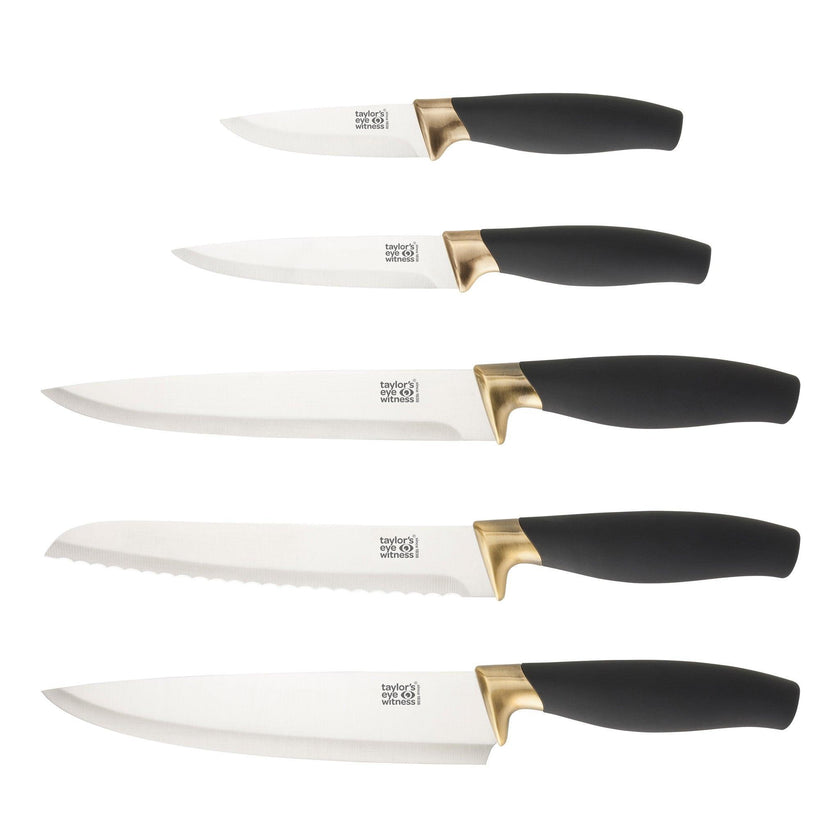 Taylor's Eye Witness - Brooklyn Brass 5 Pc Knife Set