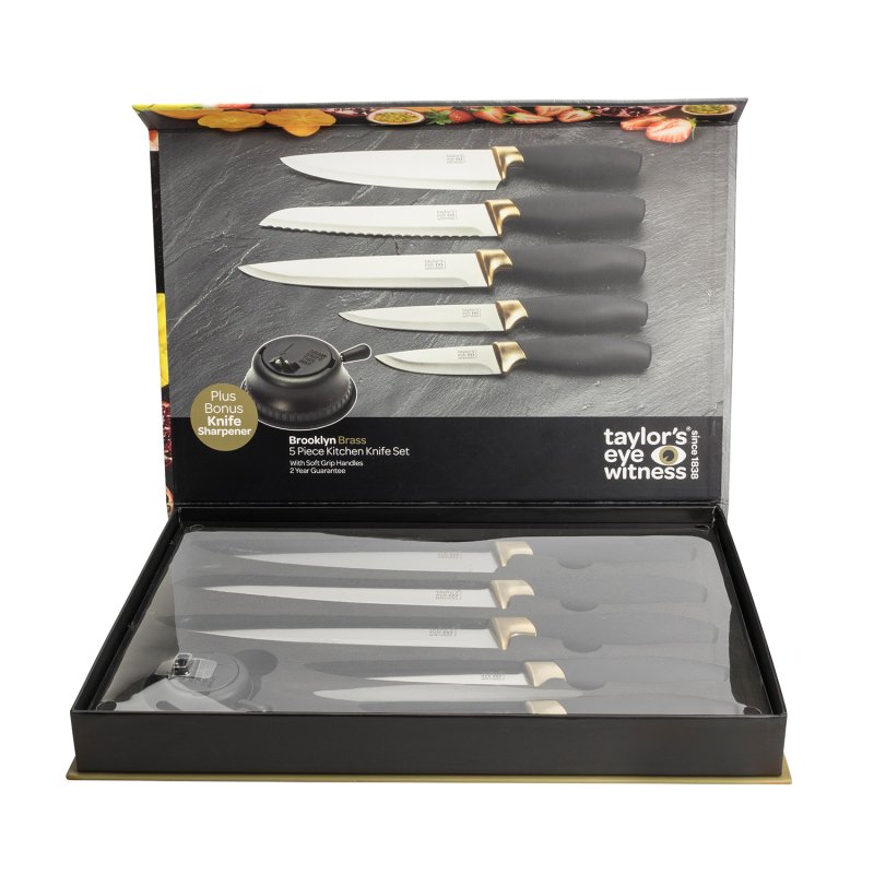 Taylor's Eye Witness - Brooklyn Brass 5 Pc Knife Set