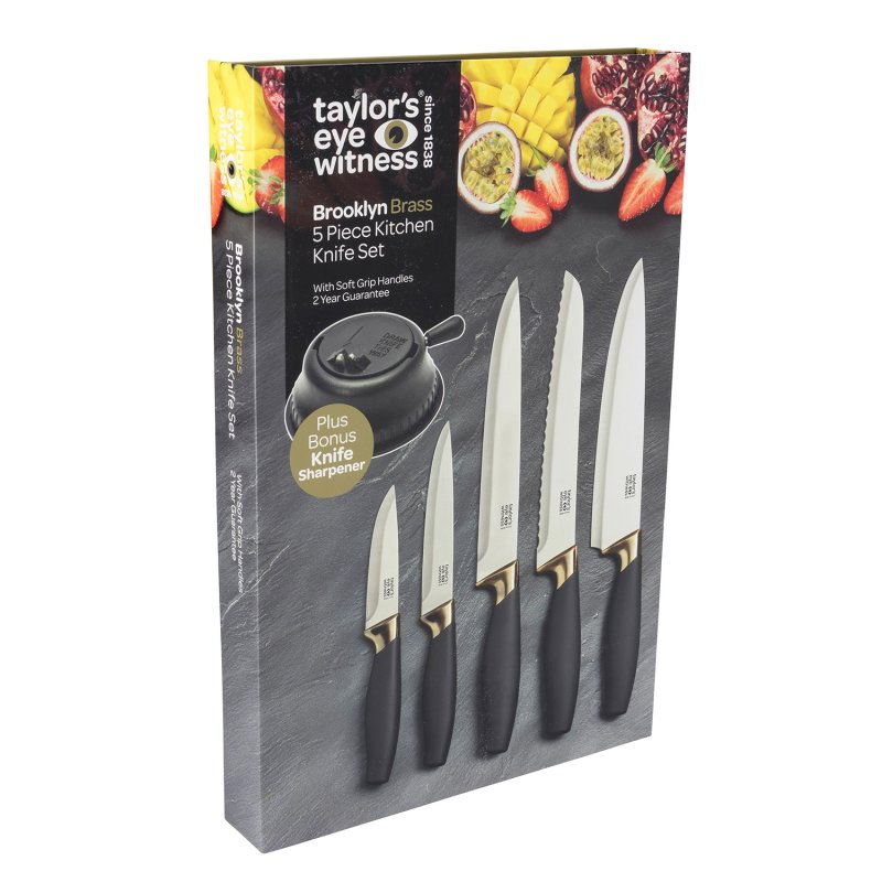 Taylor's Eye Witness - Brooklyn Brass 5 Pc Knife Set