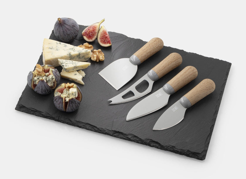Taylor's Eye Witness - Couteau à fromage (lot de 4) avec planche à fromage en ardoise et manche en hêtre