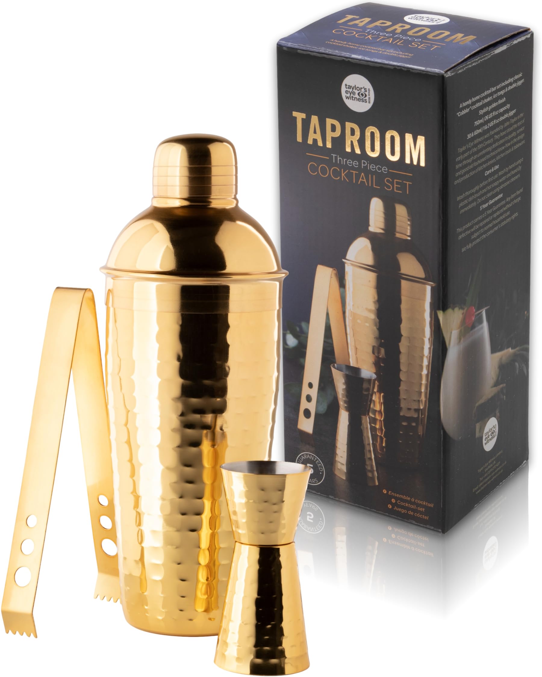 Taylor's Eye Witness - Cobbler Cocktail Set/3 Hammered Gold
