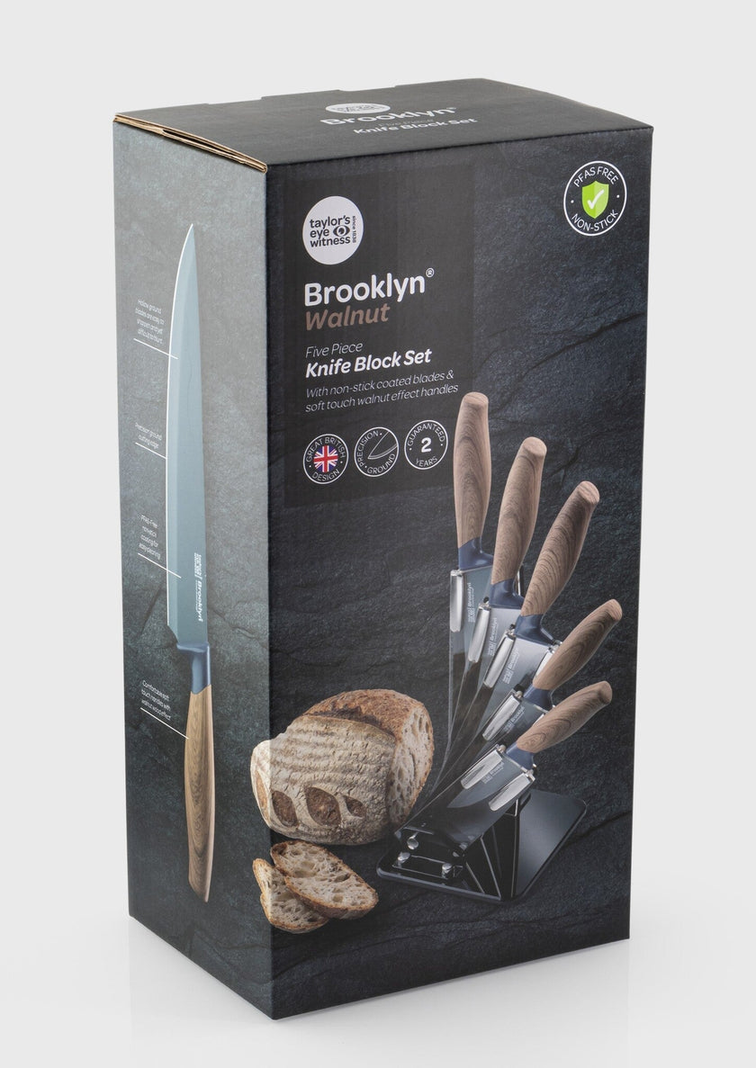 Taylor's Eye Witness - Fan Knife Block Set/5 Brooklyn Walnut