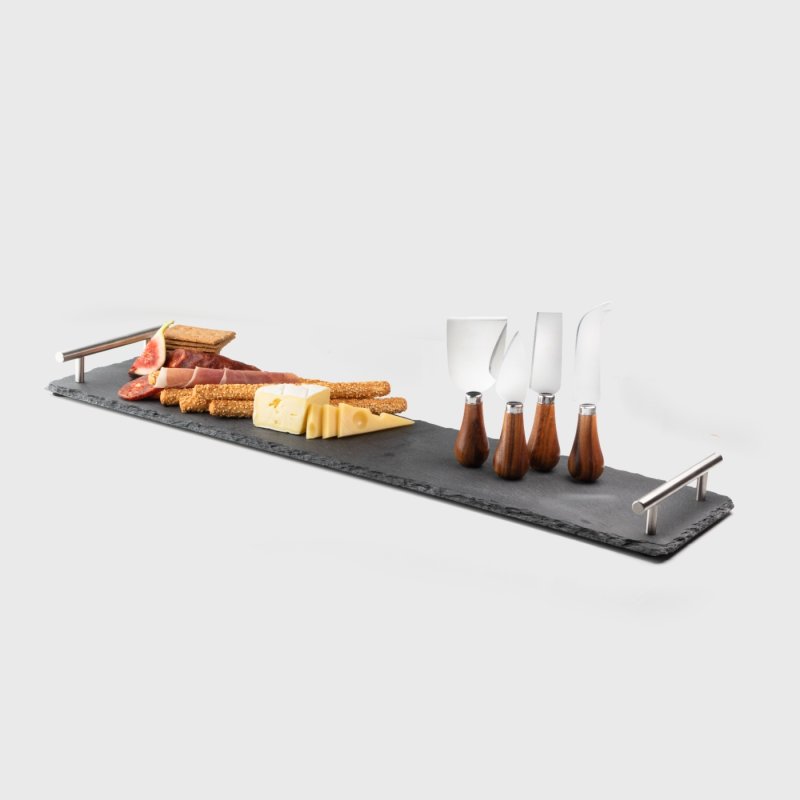 Taylor's Eye Witness - Slate Charcuterie Brd S/S Handles & (Set of 4) Cheese Knives