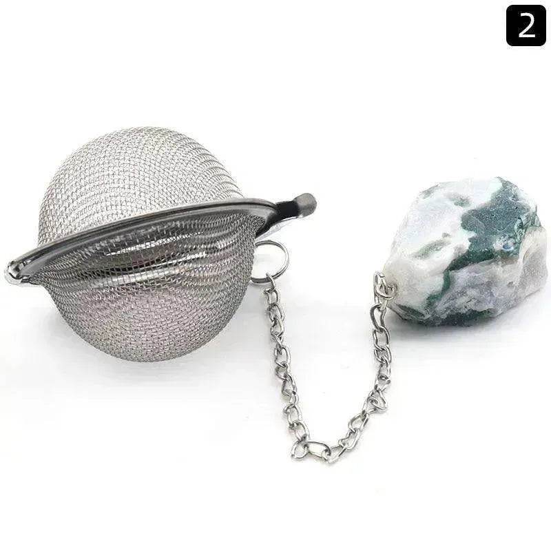 Tea Filter Natural Raw Gemstone Filter Ball Stew Ingredients Ball Stainless Steel