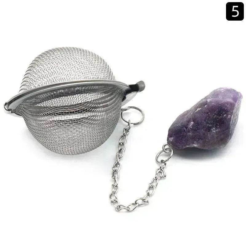 Tea Filter Natural Raw Gemstone Filter Ball Stew Ingredients Ball Stainless Steel