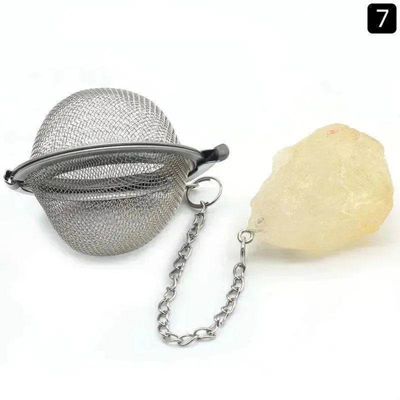 Tea Filter Natural Raw Gemstone Filter Ball Stew Ingredients Ball Stainless Steel