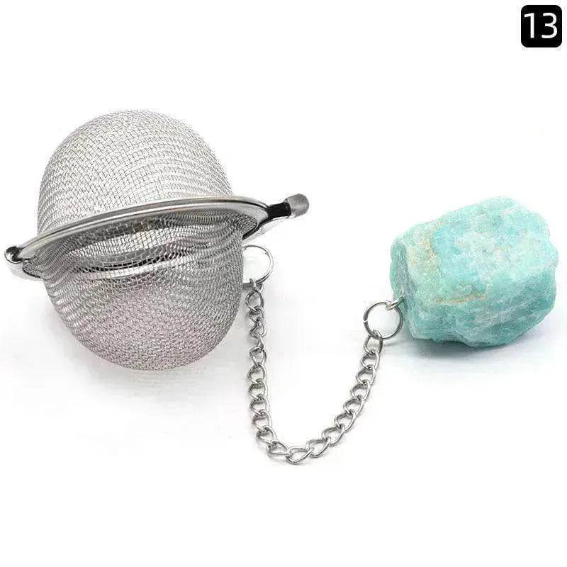 Tea Filter Natural Raw Gemstone Filter Ball Stew Ingredients Ball Stainless Steel