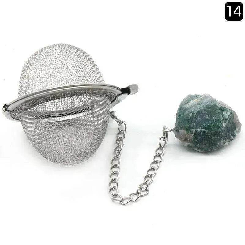Tea Filter Natural Raw Gemstone Filter Ball Stew Ingredients Ball Stainless Steel