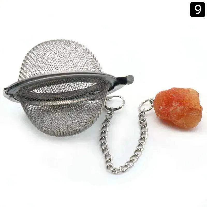 Tea Filter Natural Raw Gemstone Filter Ball Stew Ingredients Ball Stainless Steel