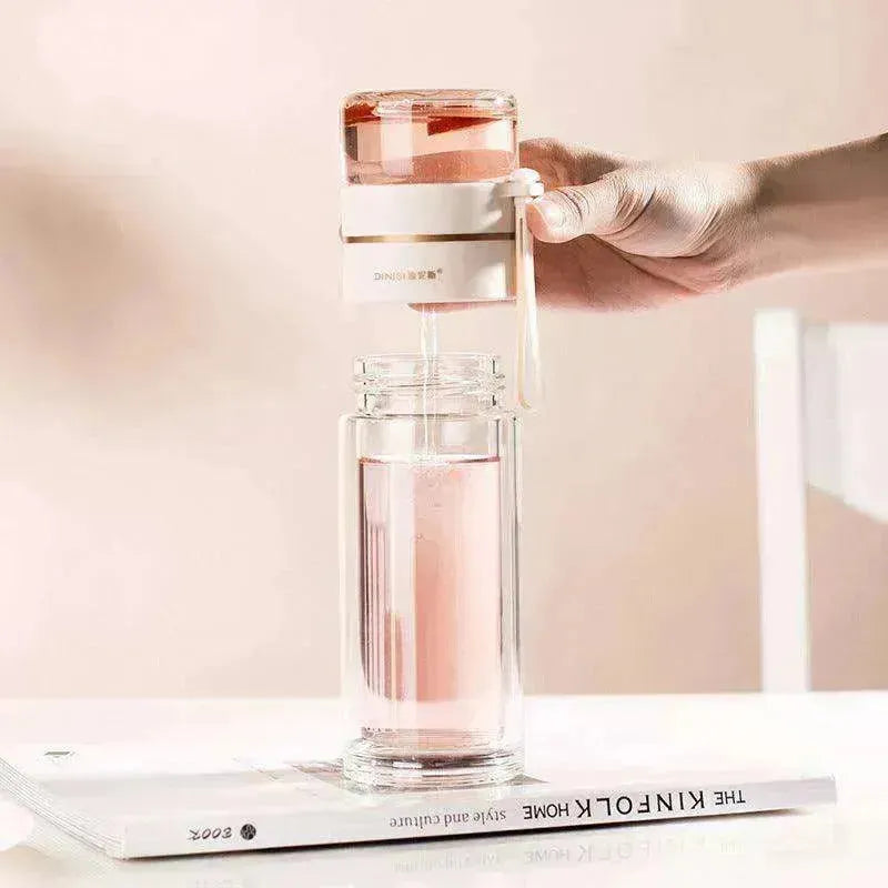 Tea Infuser Filter Separation Double Wall Glass Bottle