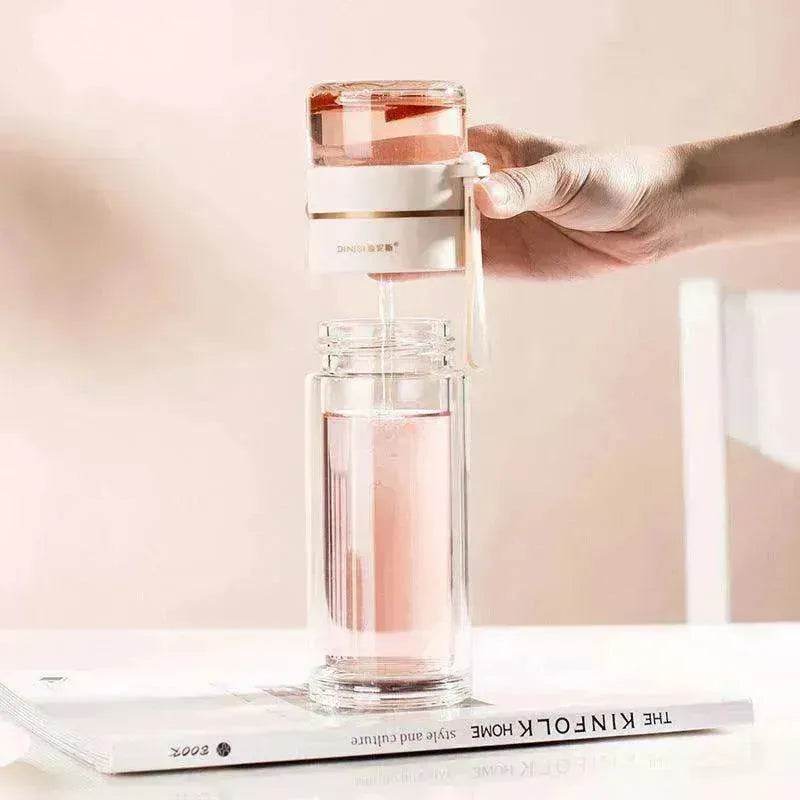 Tea Infuser Filter Separation Double Wall Glass Bottle