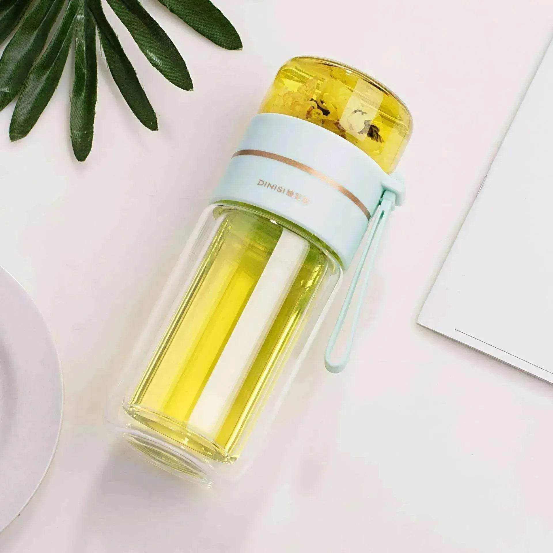 Tea Infuser Filter Separation Double Wall Glass Bottle