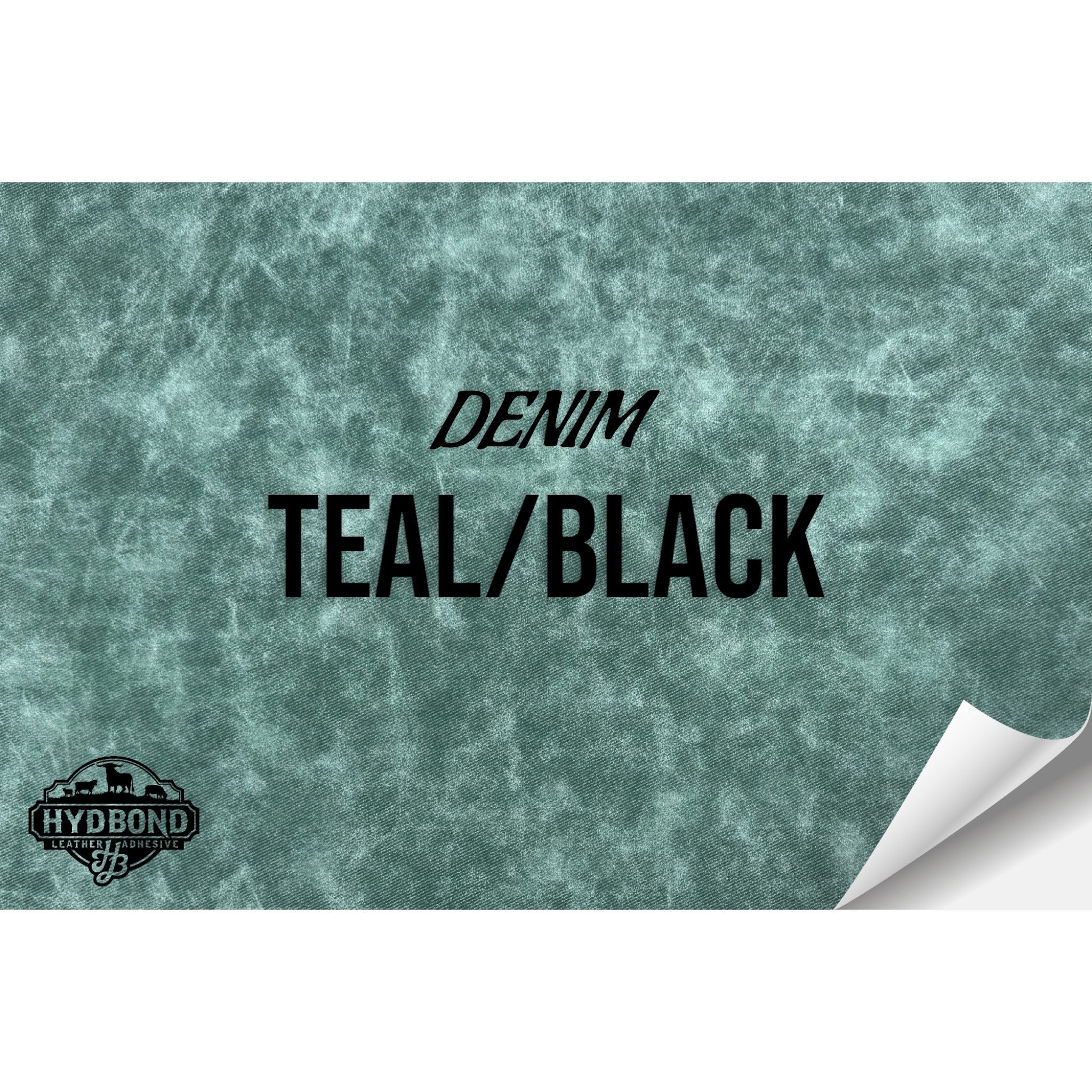 TEAL DENIM/BLACK WITH ADHESIVE HYDBOND LEATHERETTE SHEET (12
