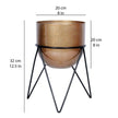 Teresa - Brass Mid-Century Planter With Black Metal Stand