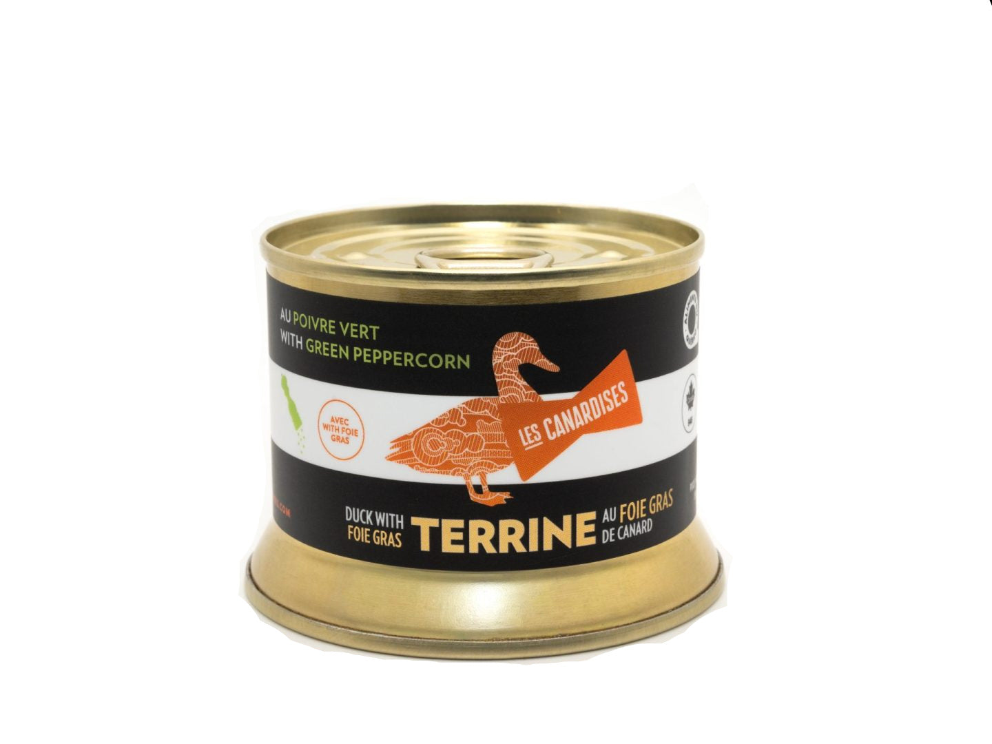 Terrine de magret de canard et foie gras au poivre vert