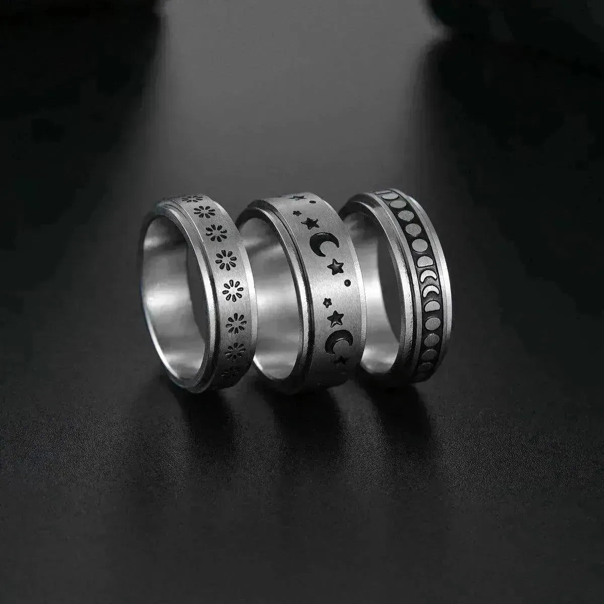 The Stars And The Moon Rotating Titanium Steel Women Ring