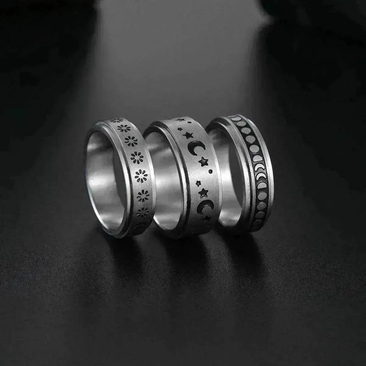The Stars And The Moon Rotating Titanium Steel Women Ring