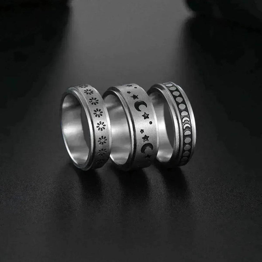 The Stars And The Moon Rotating Titanium Steel Women Ring