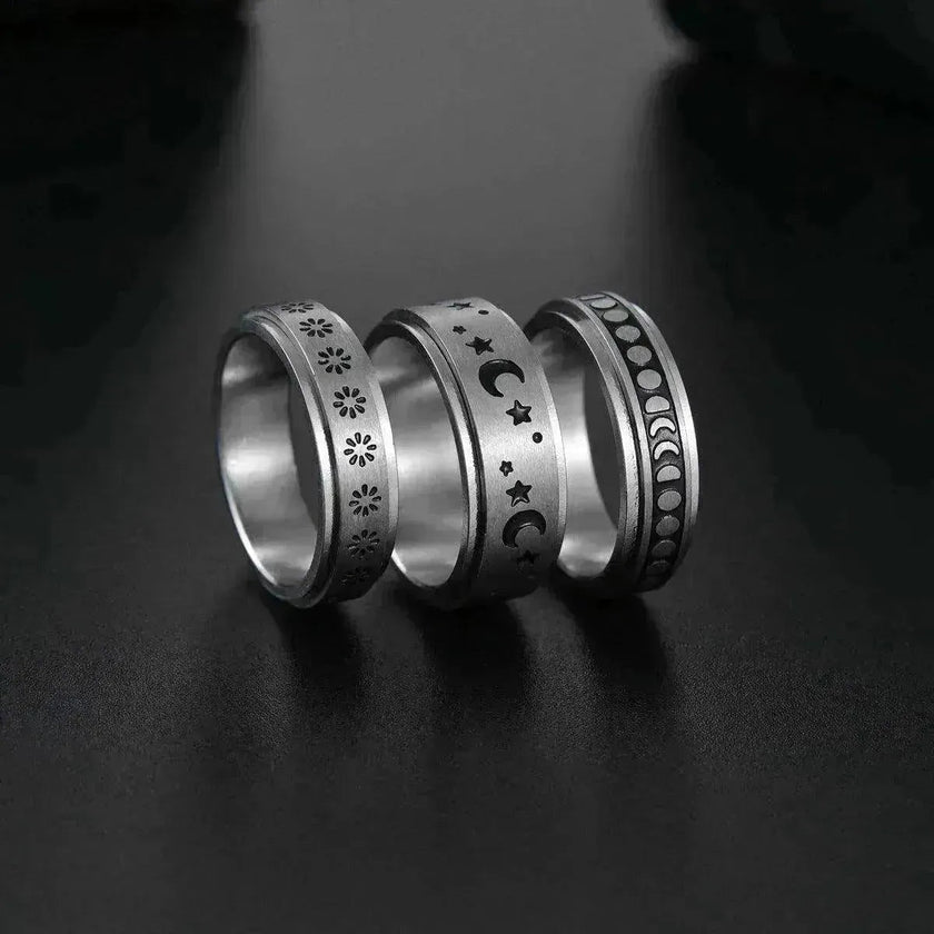 The Stars And The Moon Rotating Titanium Steel Women Ring