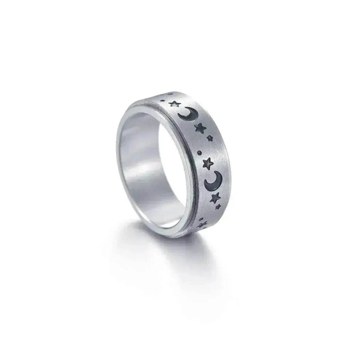 The Stars And The Moon Rotating Titanium Steel Women Ring
