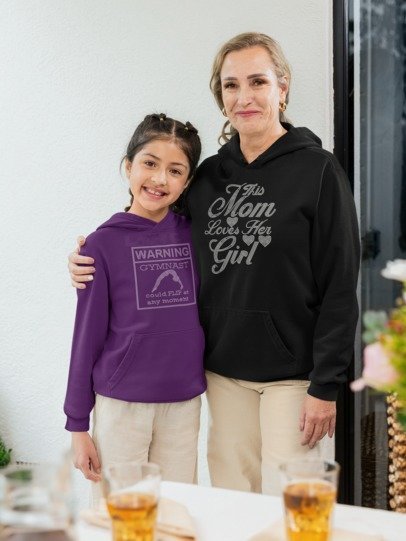 This Mom Loves Her Girl Rhinestone T-Shirt – Sparkly Mom Life Tee | Blingdazzel