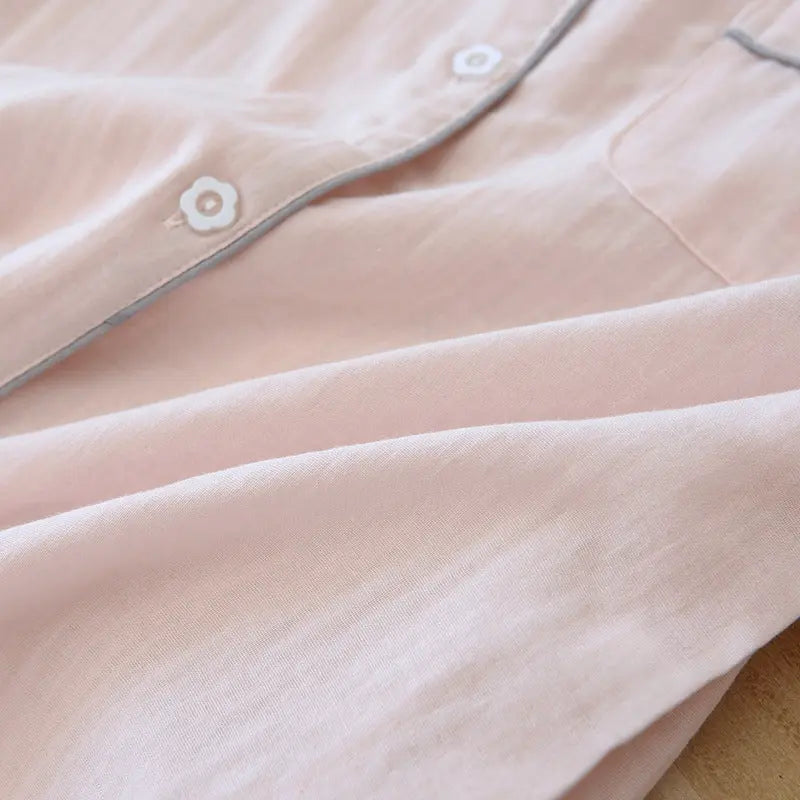 Three-piece Cotton Gauze Pajamas For Women