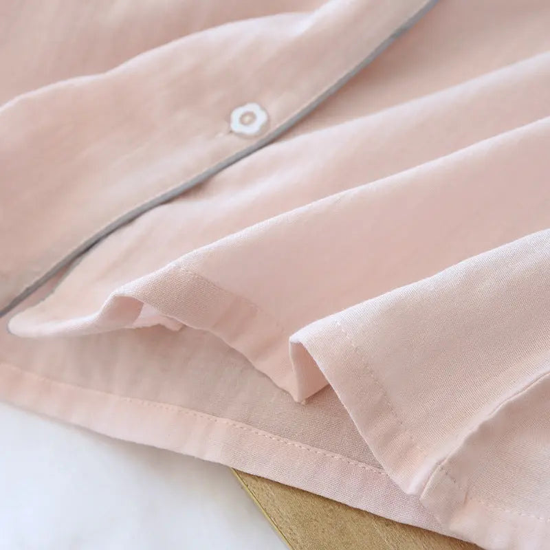 Three-piece Cotton Gauze Pajamas For Women
