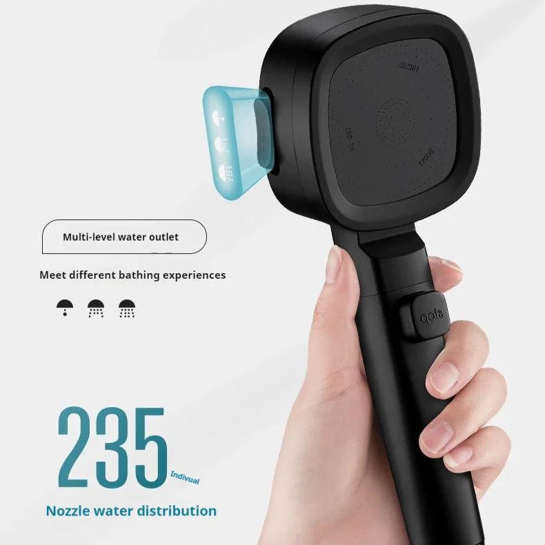 Three-speed Filter Supercharged Square Shower Head Handheld Nozzle