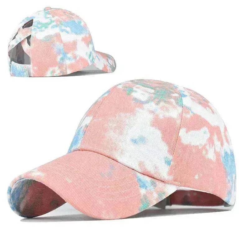 Tie-Dye Hat Pure Cotton Sun Visors Ponytail Cap