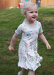 Bamboo Tiered Jersey Dress with Bloomer (Hummingbird Garden Print)