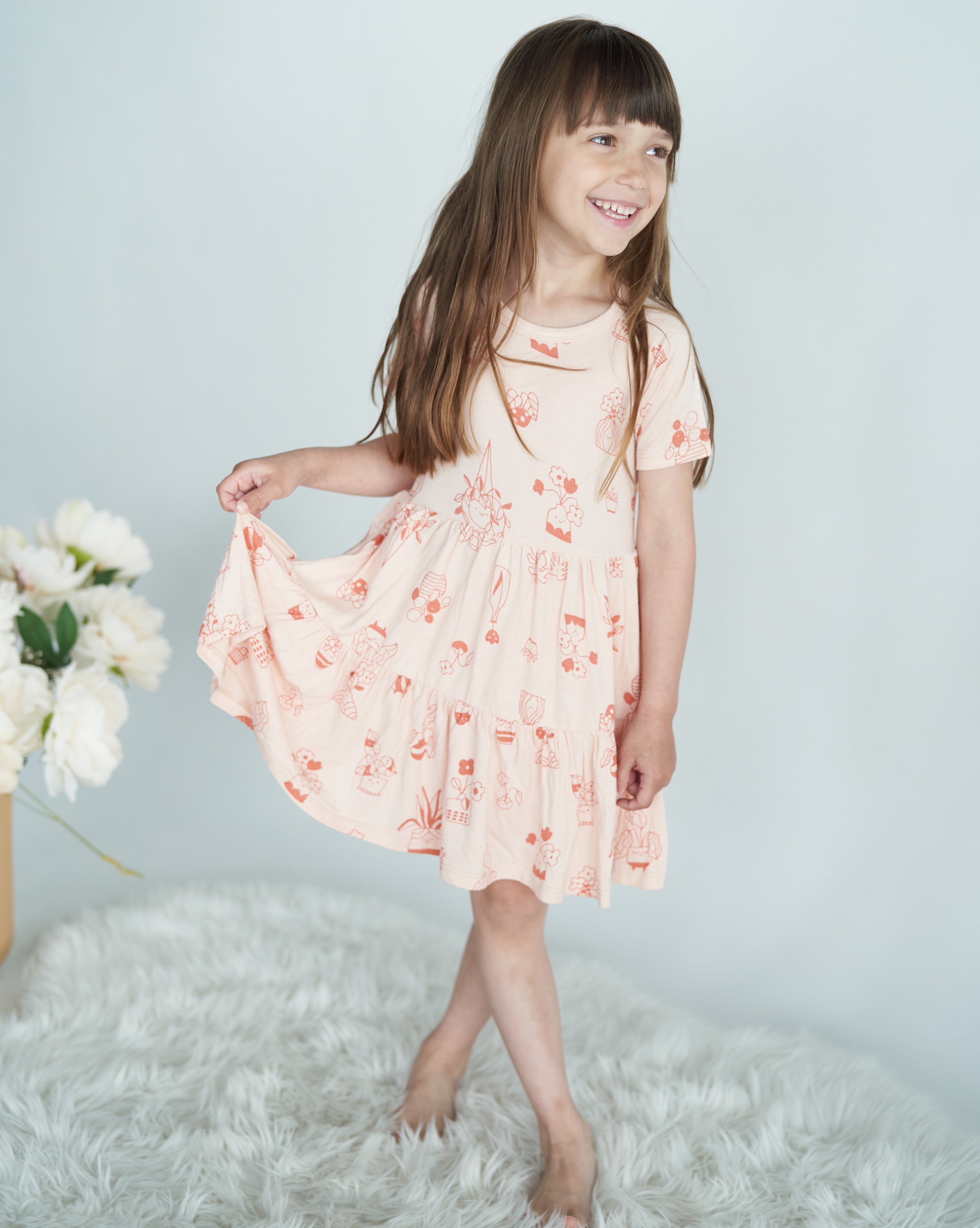 Robe en jersey de bambou à plusieurs niveaux avec culotte intégrée (motif Plantastic)