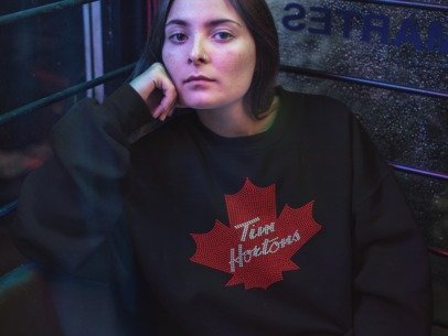 Canadian Coffee Lover Rhinestone Apparel – Tim's Maple Leaf Sparkle | Blingdazzel