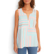 Women's [L] Kohala Stripe 1/4 Zip Linen Sleeveless Blouse | Tommy Bahama