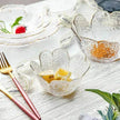 Traditional Japanese Style Hammer Pattern Petal Glass Bowl Set